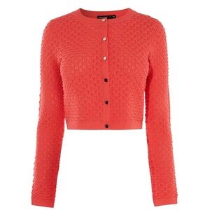 Karen Millen Pointelle Stitch Knitted Cardigan Size Small